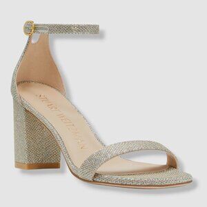 Stuart Weitzman Nudistcurve Glitter Open Toe Sandals - NEW - SIZE 7